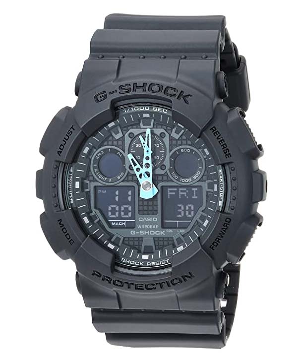Casio Men's G-Shock Analog-Digital Watch GA-100C-8ACR, Grey/Neon Blue
