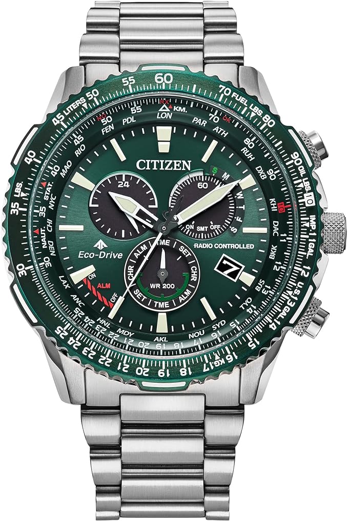 Citizen Eco-Drive Pilot Chronograph Watch with Atomic Timekeeping 